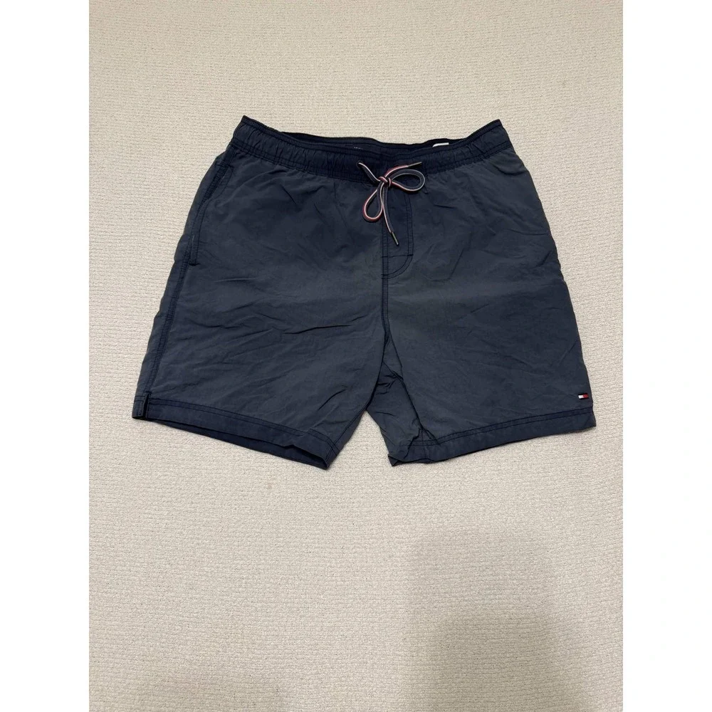 Tommy Hilfiger Mens Swim Trunks Shorts Navy Blue Solid Board Shorts Size M